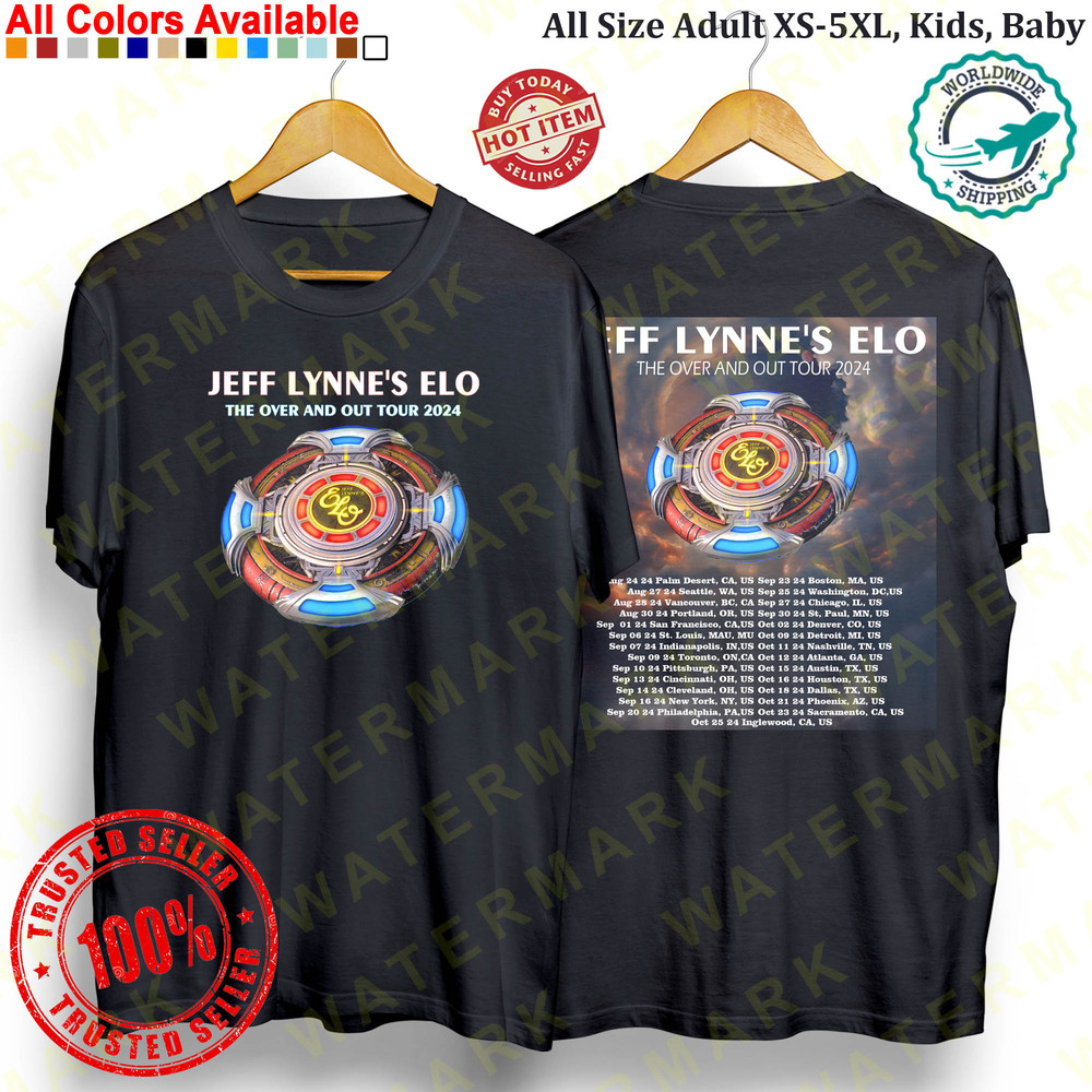 JEFF LYNNES ELO THE OVER AND OUT TOUR 2024 Concert Album Tshirt Adult S5XL Youth Babies Toddler 0