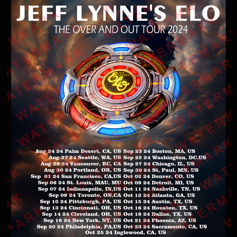 JEFF LYNNES ELO THE OVER AND OUT TOUR 2024 Concert Album Tshirt Adult S5XL Youth Babies Toddler 1