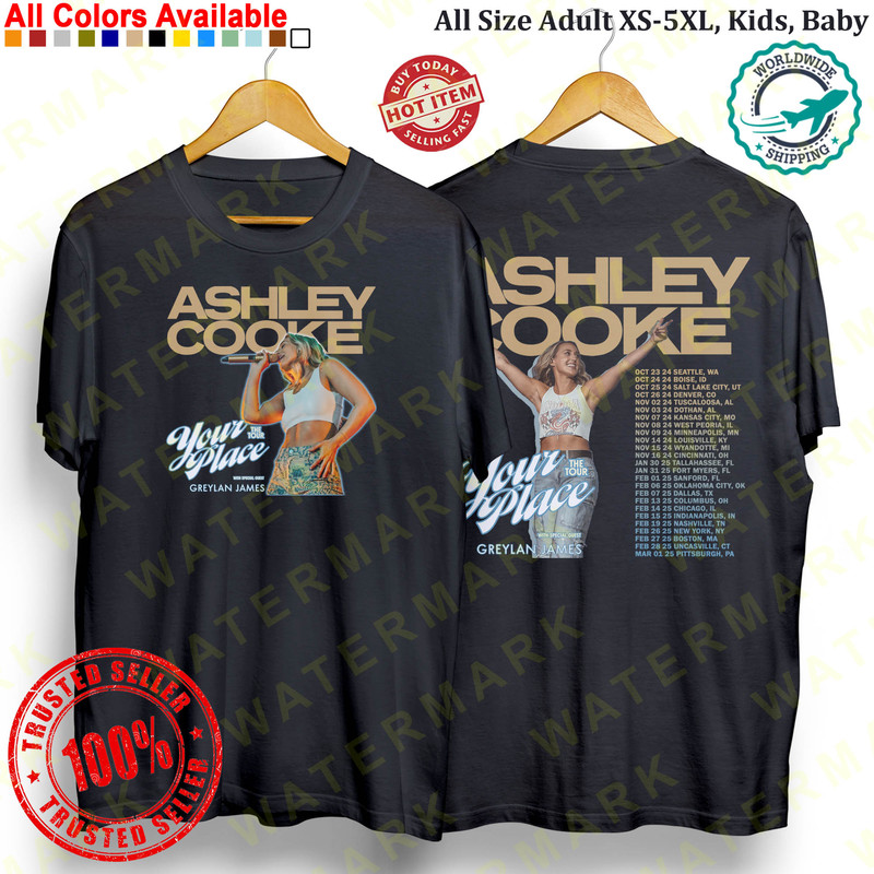 ASHLEY COOKE YOUR PLACE THE WITH SPECIAL GUEST GREYLAN JAMES Concert Album Tshirt Adult S5XL Youth 0