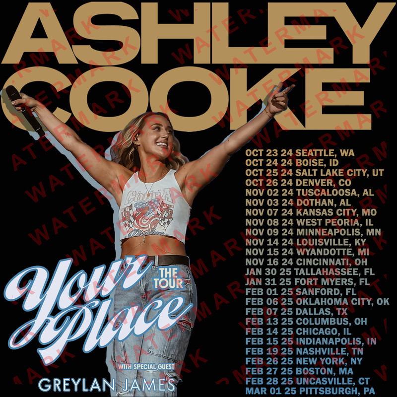 ASHLEY COOKE YOUR PLACE THE WITH SPECIAL GUEST GREYLAN JAMES Concert Album Tshirt Adult S5XL Youth 1