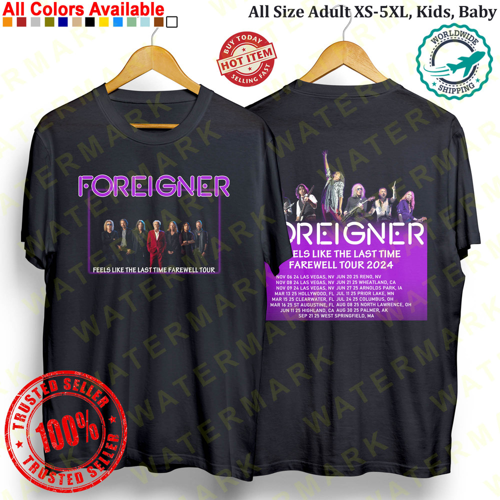 FOREIGNER FEELS LIKE THE LAST TIME FAREWELL TOUR FINAL 2024 Concert Album Tshirt Adult S5XL Youth B 0