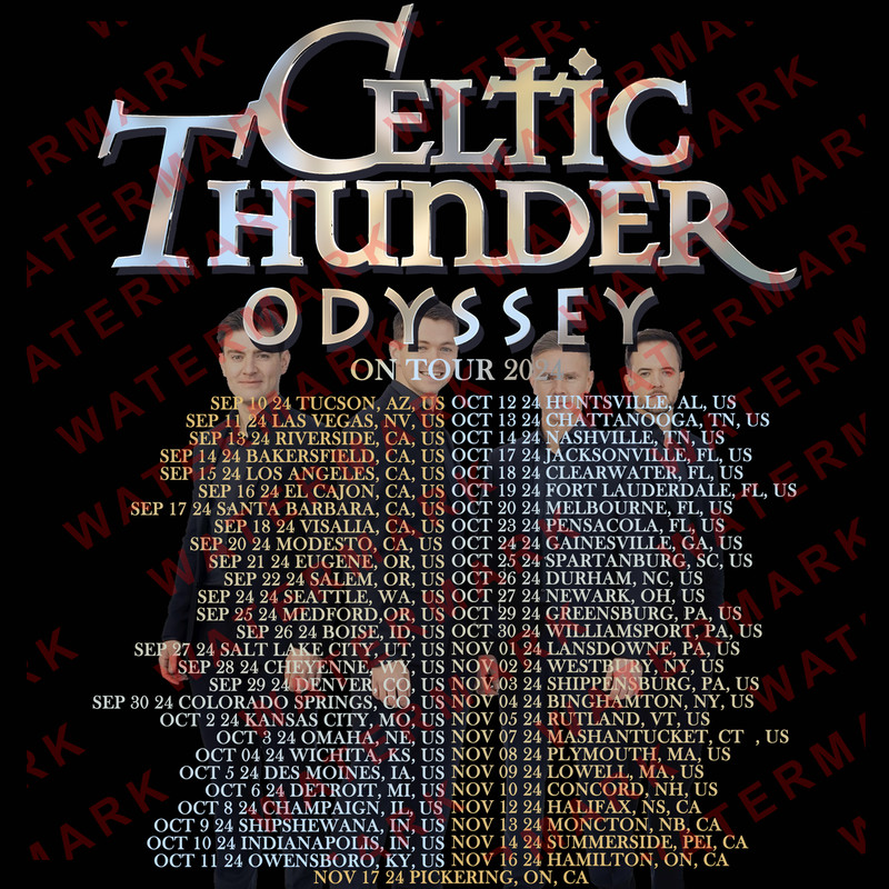 CELTIC THUNDER ODYSSEY TOUR 2024 Concert Album Tshirt Adult S5XL Youth Babies Toddler 1