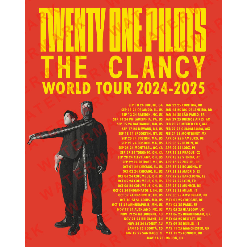 TWENTY ONE PILOTS THE CLANCY WORLD TOUR 20242025 Concert Album Tshirt Adult S5XL Youth Babies Toddl 1