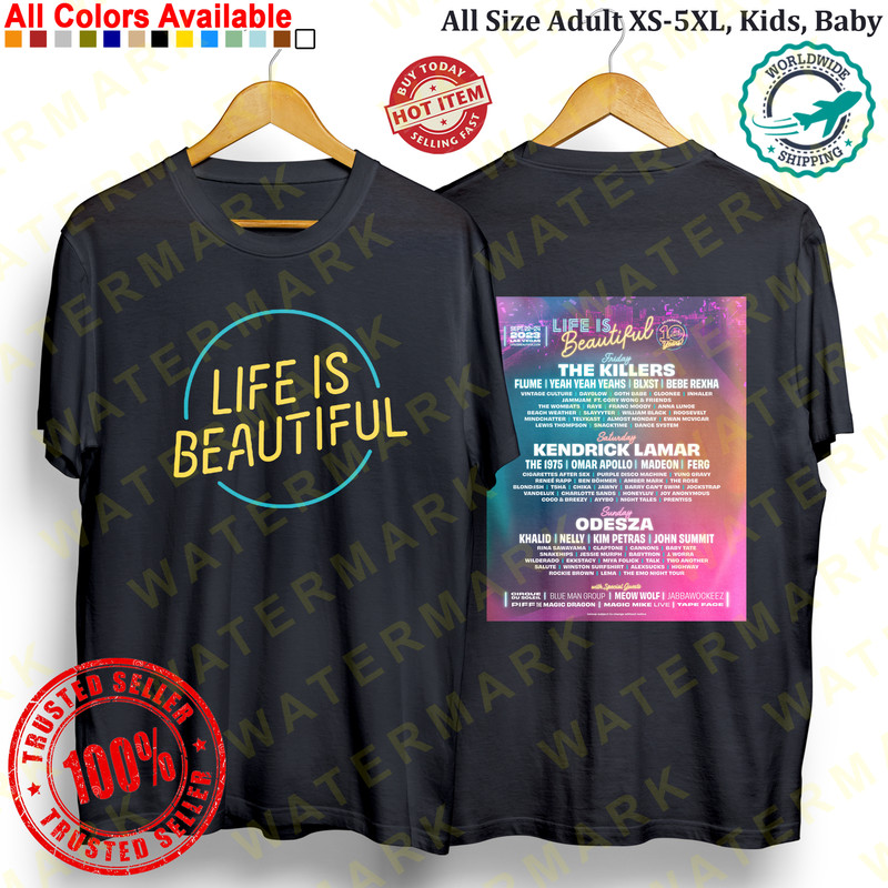 LIFE IS BEAUTIFUL FESTIVAL 2023 Concert Album Tshirt Adult S5XL Youth Babies Toddler 1 0