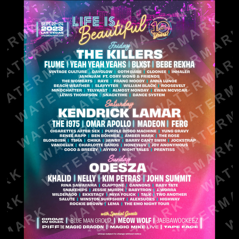 LIFE IS BEAUTIFUL FESTIVAL 2023 Concert Album Tshirt Adult S5XL Youth Babies Toddler 1 1