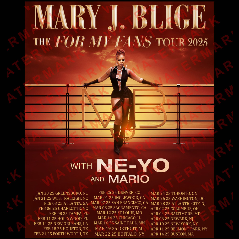 MARY J BLIGE MJB THE FOR MY FANS WITH NEYO  MARIO TOUR 2025 Concert Album Tshirt Adult S5XL Youth B 1