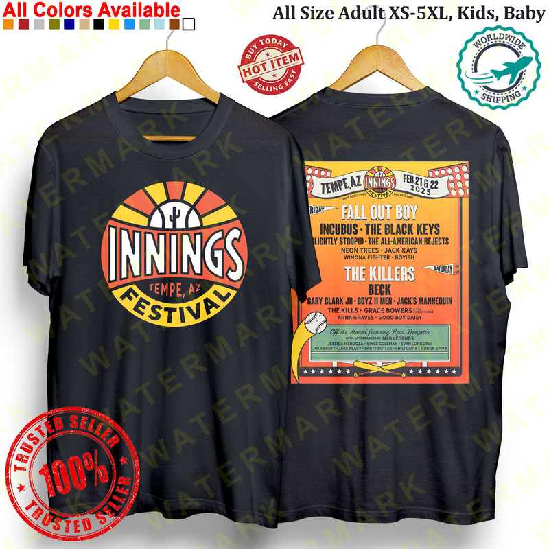 INNINGS MUSIC FESTIVAL TEMPE BEACH PARK ARTS PARK 2025 Concert Album Tshirt Adult S5XL Youth Babie 0