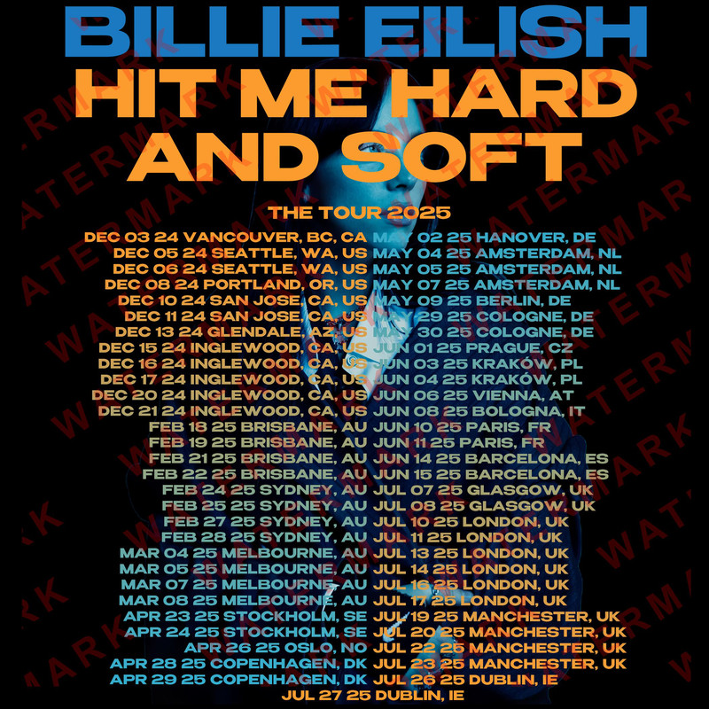 BILLIE EILISH HIT ME HARD AND SOFT THE TOUR 2025 Concert Album Tshirt Adult S5XL Youth 1