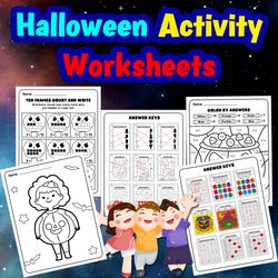 Halloween Activity Book, 44 Halloween-themed worksheets
