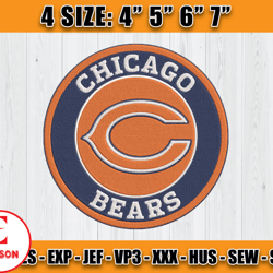Chicago Bears Embroidery, NFL Chicago Bears Embroidery, NFL Machine Embroidery Digital, 4 sizes Machine Emb Files -01 Ed
