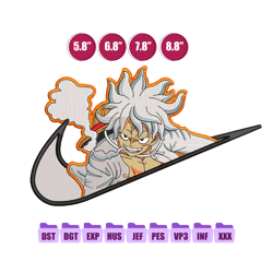 luffy 5 gear anime embroidery design, nike anime embroidery designs 23