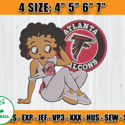 Atlanta Falcons Embroidery, Betty Boop Embroidery, NFL Machine Embroidery Digital, 4 sizes Machine Emb Files -28-Carroll