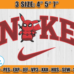 nike deadpool embroidery design, deadpool embroidery file, anime embroidery