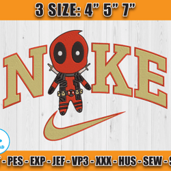 deadpool funny nike embroidery design, anime embroidery files