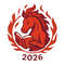 Red Fire Horse Reading A Book Symbol Of 2026 Cross Stitch Pattern PDF 0