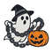A Ghost Holds A Pumpkin On A Chain Crossstitch Pattern PDF Instant Download 0