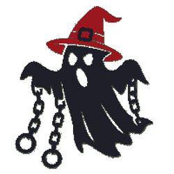 black ghost in chains for halloween - cross-stitch pattern pdf - instant download