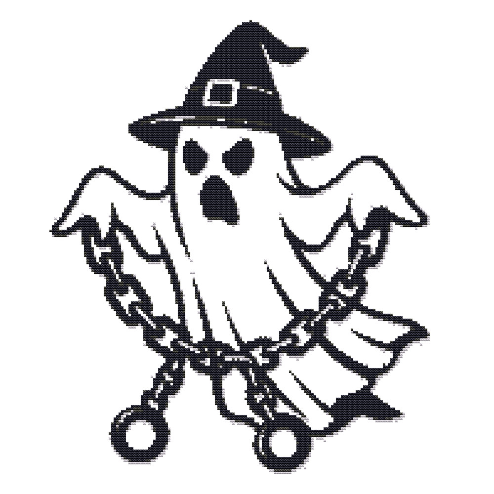 Evil Ghost In Chains For Halloween  Crossstitch Pattern PDF  Instant Download 0