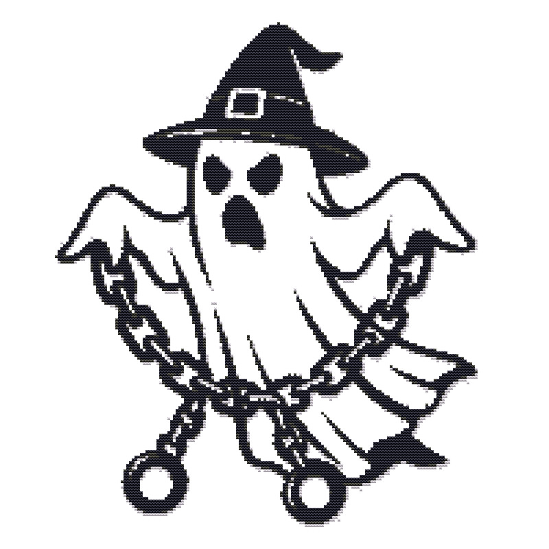 Evil Ghost In Chains For Halloween  Crossstitch Pattern PDF  Instant Download 0