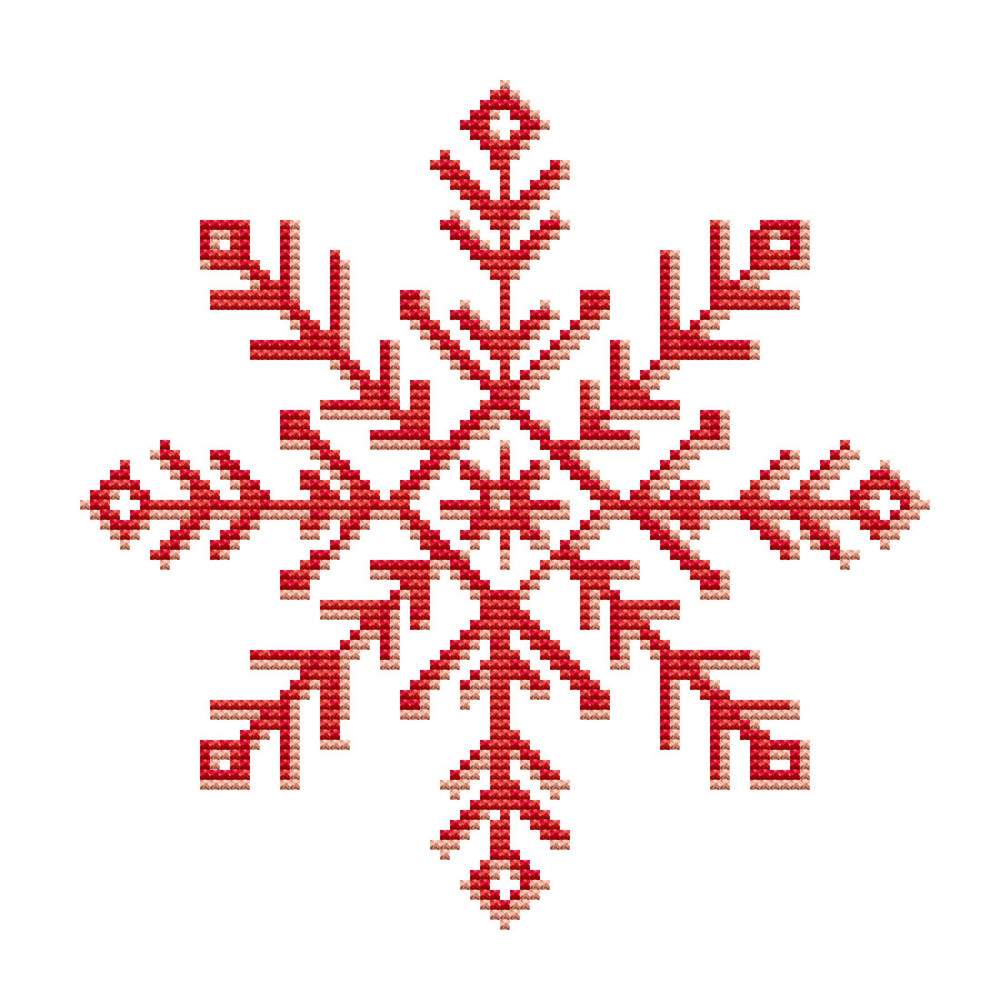 Red Snowflake For Christmas  Crossstitch Pattern PDF  Instant Download 0