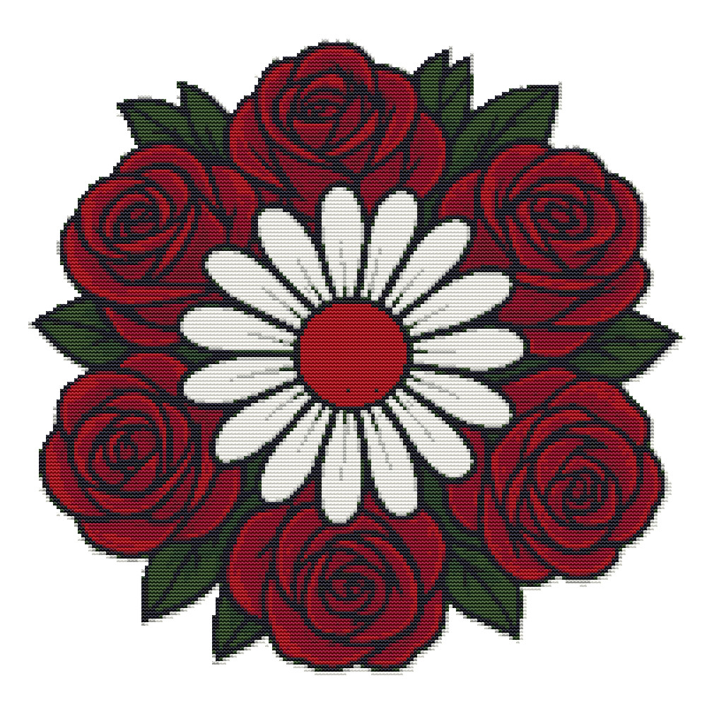 Roses And Chamomile Crossstitch Pattern PDF Instant Download 0
