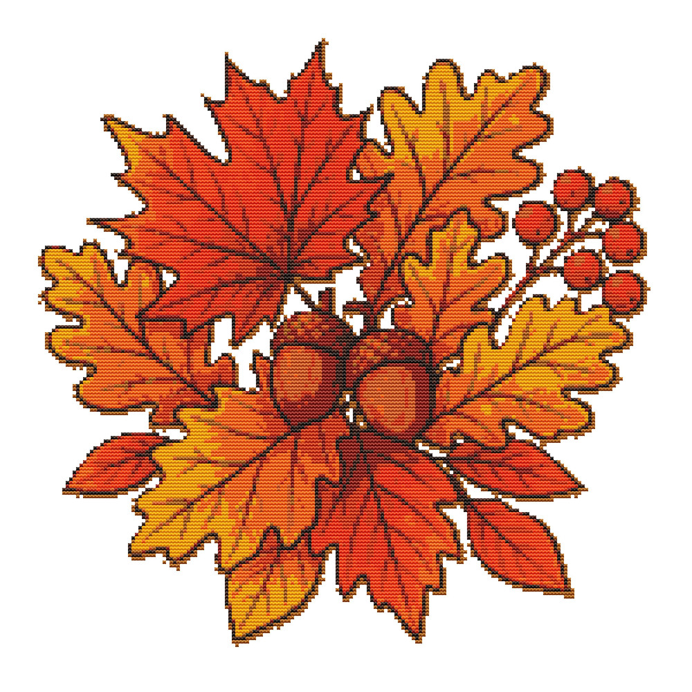 Yellow Autumn Leaves Crossstitch Pattern PDF Instant Download 0