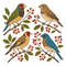 Birds On Branches With Red Berries Crossstitch Pattern PDF Instant Download 0