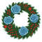 Christmas Wreath With Blue Roses Crossstitch Pattern PDF Instant Download 0