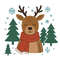 Deer In A Red Scarf  Crossstitch Pattern PDF  Instant Download 0