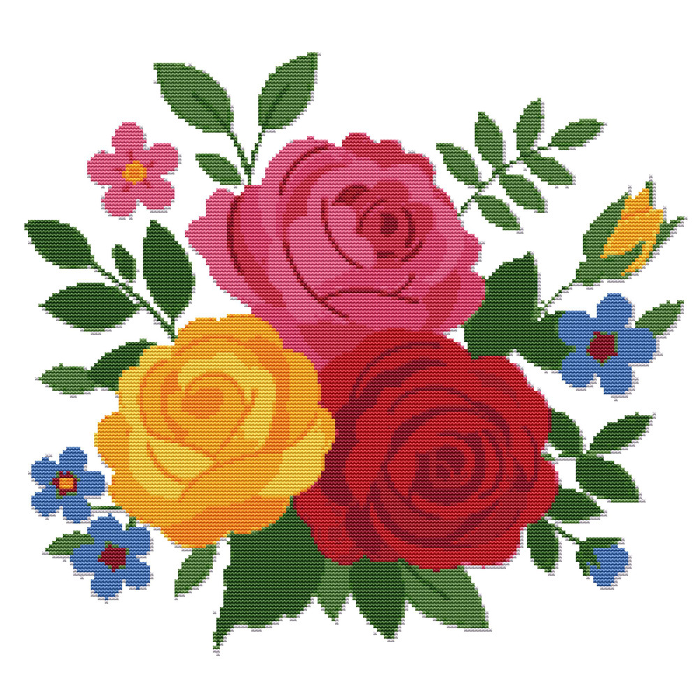 Floral Pattern With Roses Crossstitch Pattern PDF Instant Download 0