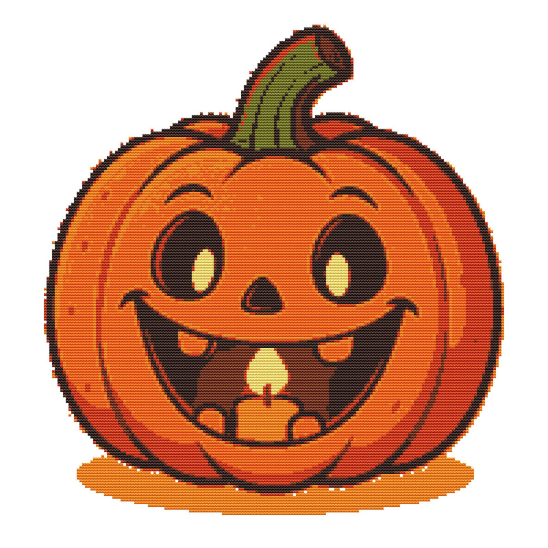 Halloween Pumpkin With Candle Crossstitch Pattern PDF Instant Download 0