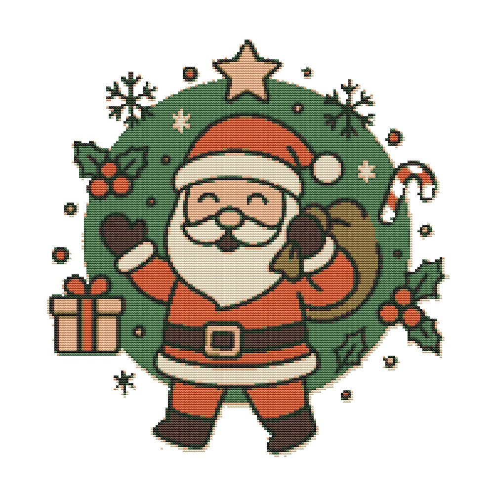 Happy Santa Claus On A Green Background Crossstitch Pattern PDF Instant Download 0