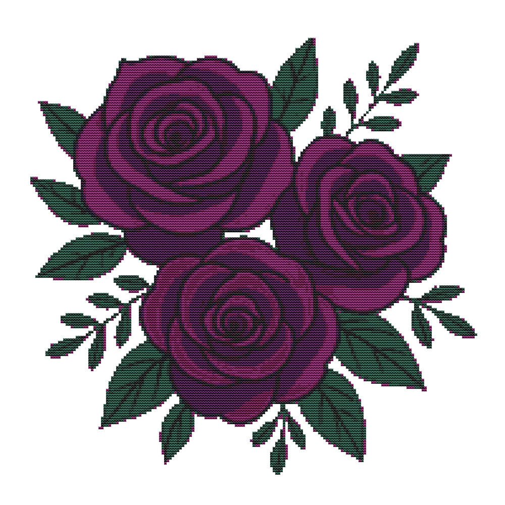 Lilac Roses Crossstitch Pattern PDF Instant Download 0