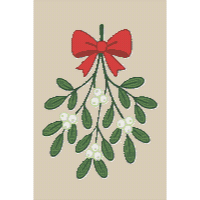 Mistletoe Christmas Flower Crossstitch Pattern PDF Instant Download 0