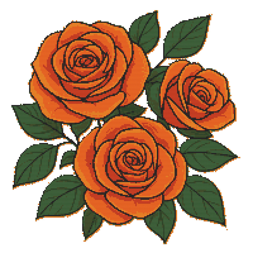 Orange Roses Crossstitch Pattern PDF Instant Download 0