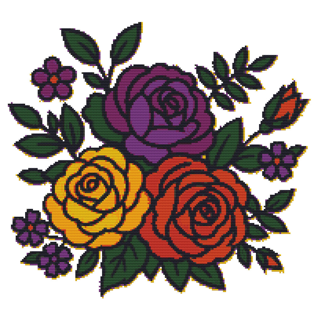 Roses Of Different Colors Crossstitch Pattern PDF Instant Download 0