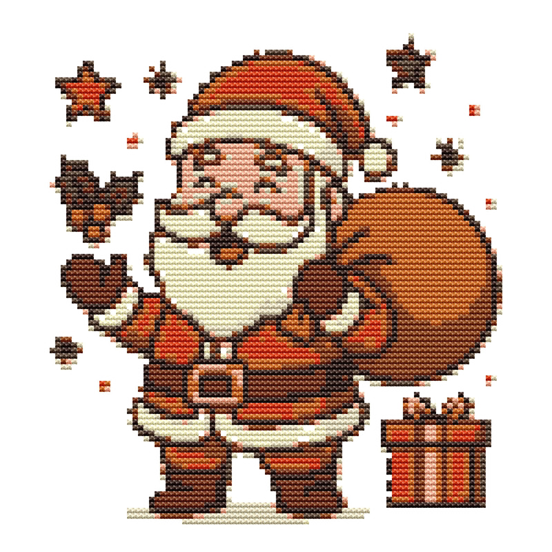 Santa Claus With Christmas Gifts Crossstitch Pattern PDF Instant Download 0
