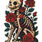 A Cat Skeleton With Red Roses Cross Stitch Pattern PDF Instant Download 0