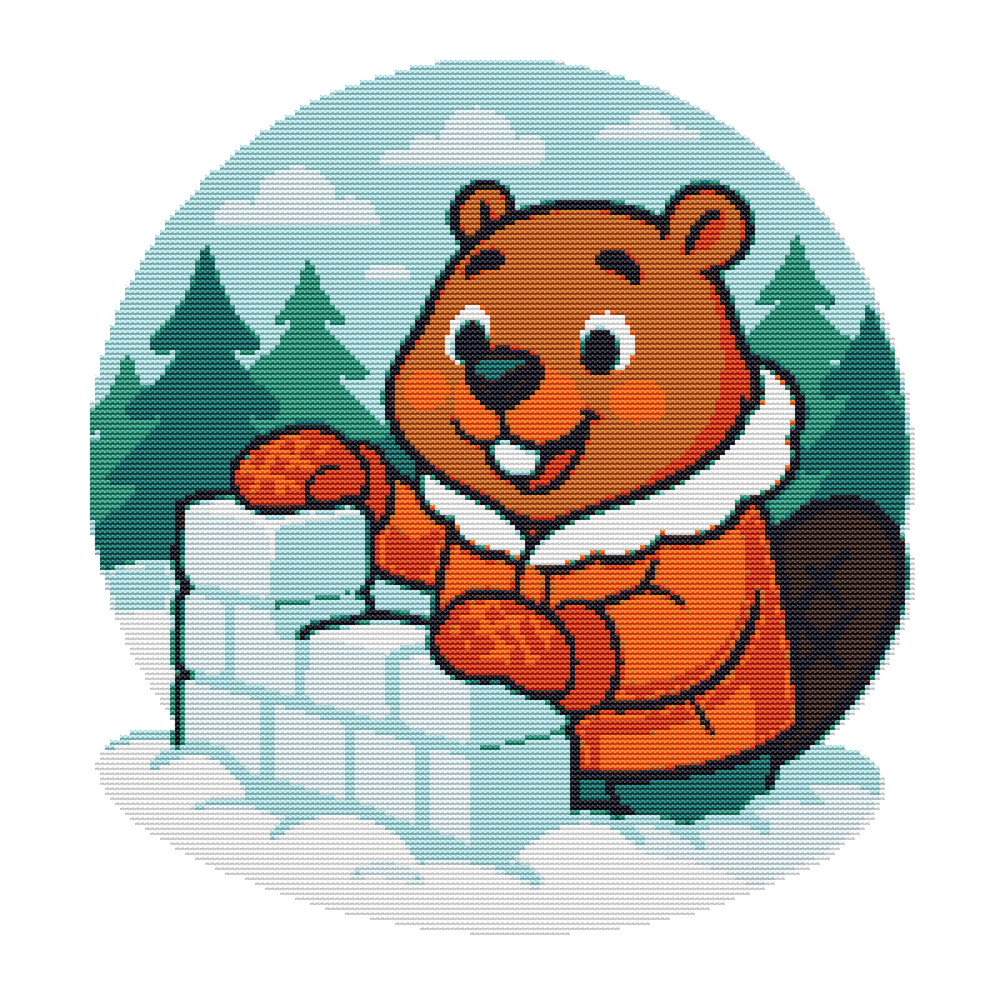 Beaver Builds A Wall Of Ice Cross Stitch Pattern PDF Instant Download 0