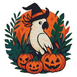 bird in the tropics for halloween - cross stitch pattern pdf - instant download