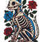 Cat Skeleton With Blue And Red Roses Cross Stitch Pattern PDF Instant Download 0