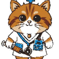 cute cat doctor- cross stitch pattern pdf - instant download