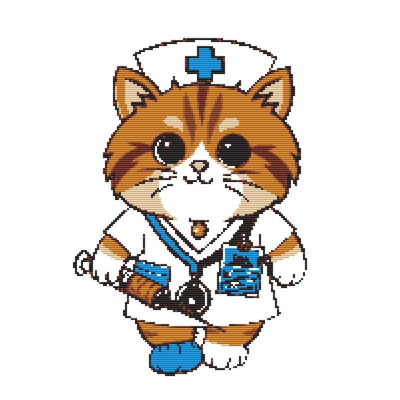 Cute Cat Doctor Cross Stitch Pattern PDF Instant Download 0