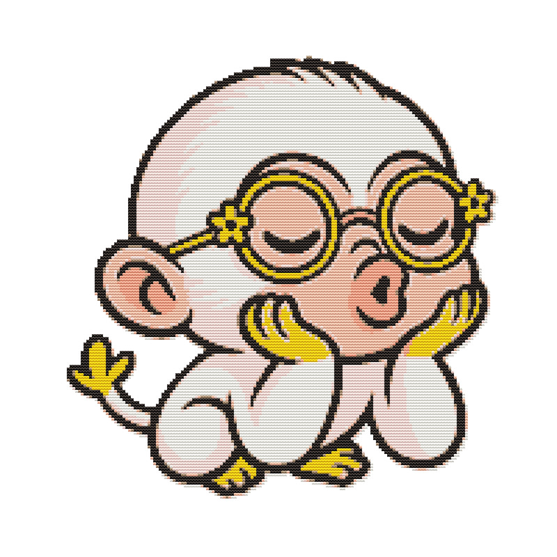 Cute White Monkey Cross Stitch Pattern PDF Instant Download 0