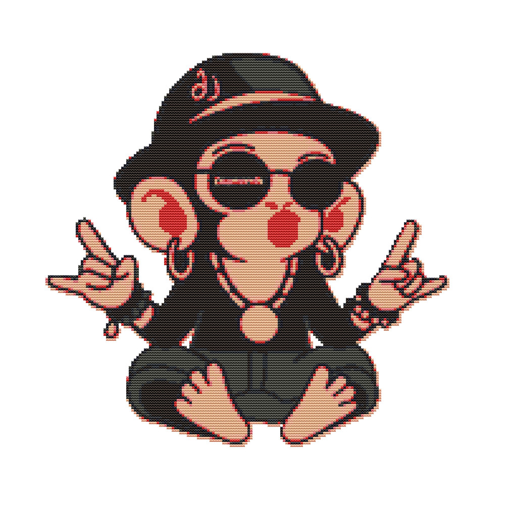 Fashionable Monkey Cross Stitch Pattern PDF Instant Download 0