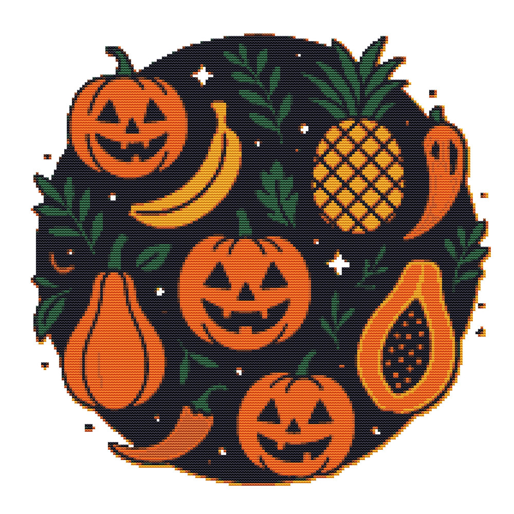 Fruits For Halloween  Cross Stitch Pattern PDF  Instant Download 0