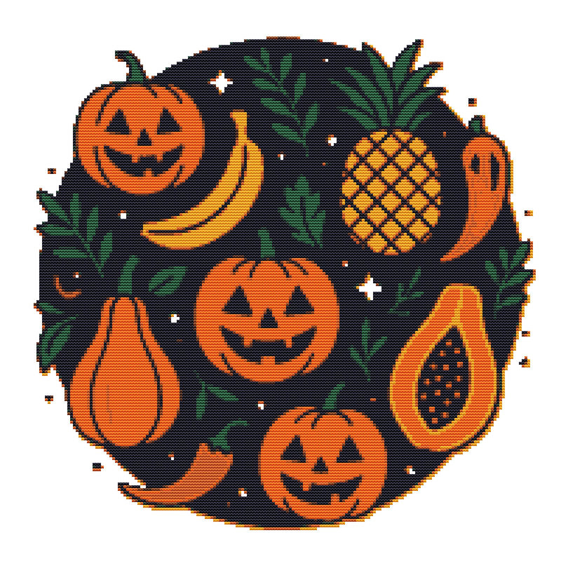 Fruits For Halloween  Cross Stitch Pattern PDF  Instant Download 0