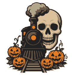 halloween train with skull and pumpkins - cross stitch pattern pdf - instant download