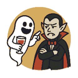 a ghost and a vampire are planning on halloween - cross stitch pattern pdf - instant download