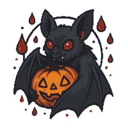 bat hugs pumpkin for halloween - cross stitch pattern pdf - instant download